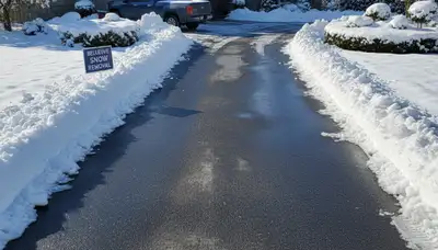 Cleared driveway after professional snow removal by Chop Chop Landscaping in Bellevue, NE