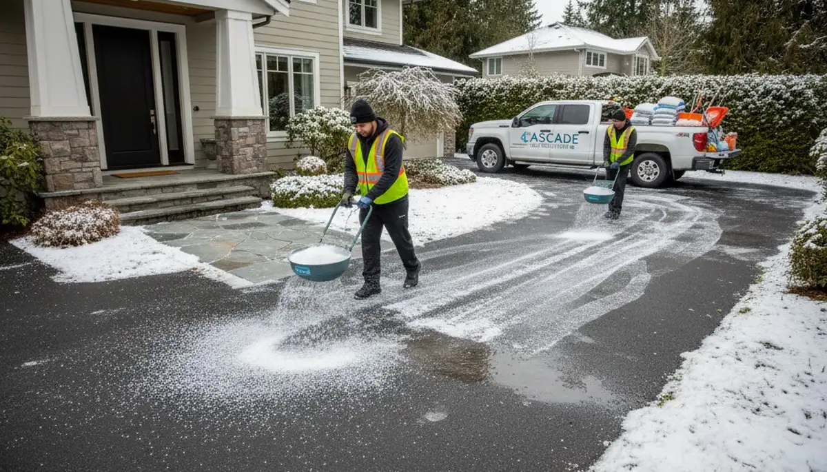Professional de-icing and salt application for snow removal in Bellevue, NE by Chop Chop Landscaping