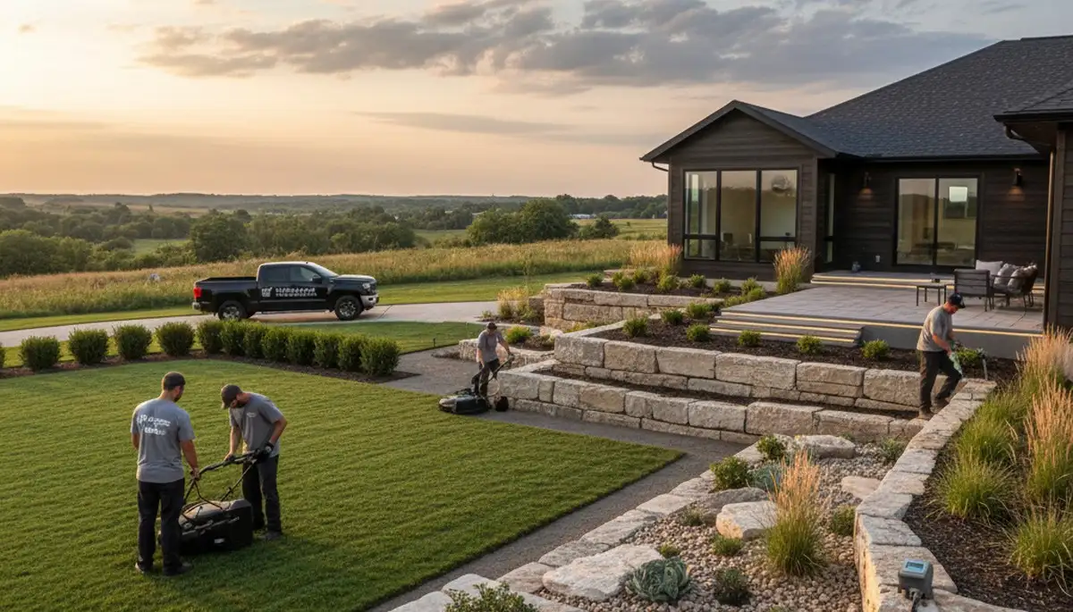 Landscaping crew serving Bellevue, NE with professional yard maintenance and outdoor care