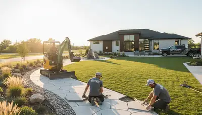 Landscaping crew serving Bellevue, NE with professional lawn and landscape maintenance