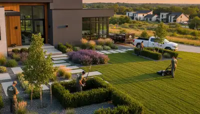 Landscaping team serving Bellevue, NE with professional yard care and outdoor maintenance