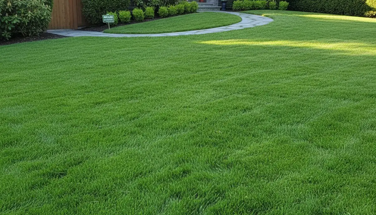 Lush green residential lawn after professional lawn care by Chop Chop Landscaping in Bellevue, NE