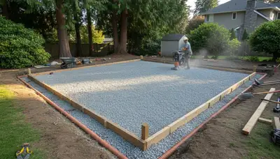 Professional shed foundation and base preparation by landscaping experts in Bellevue, NE