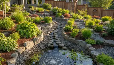 Sustainable rain garden and water management landscaping in Bellevue, NE by Chop Chop Landscaping